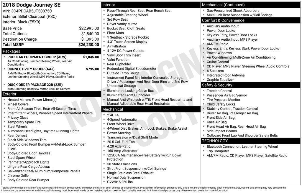 used 2018 Dodge Journey car, priced at $8,400