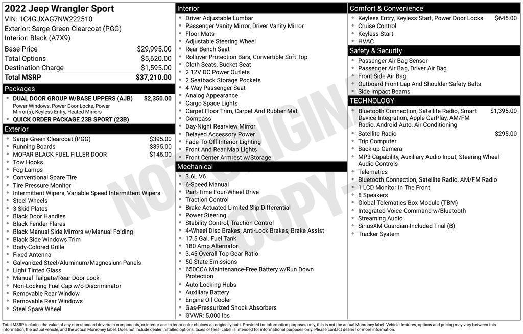 used 2022 Jeep Wrangler car, priced at $26,500