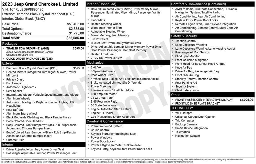 used 2023 Jeep Grand Cherokee L car, priced at $31,000