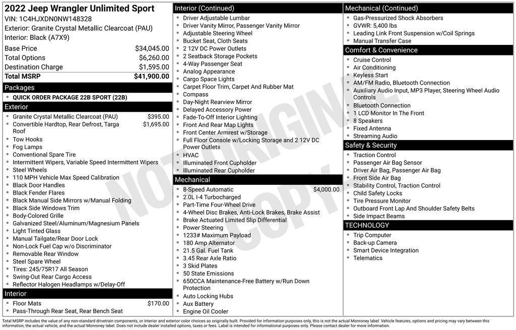 used 2022 Jeep Wrangler Unlimited car, priced at $28,000