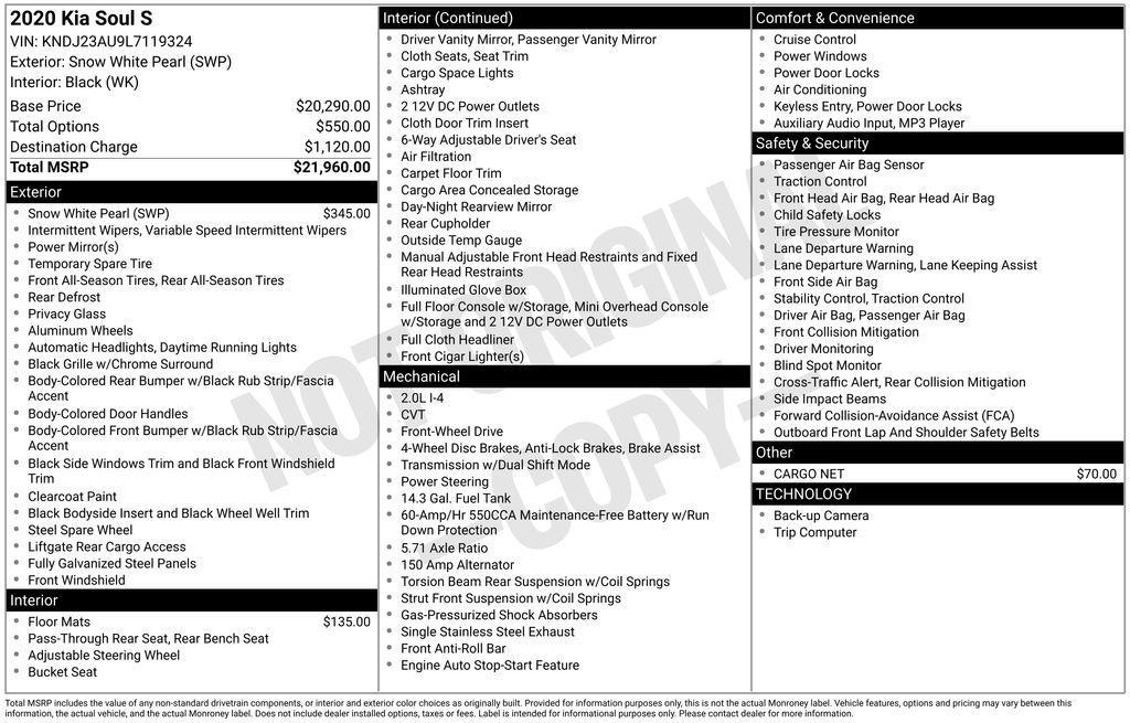 used 2020 Kia Soul car, priced at $11,400