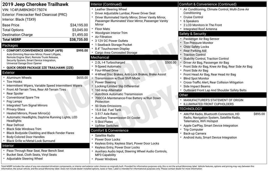 used 2019 Jeep Cherokee car, priced at $16,900