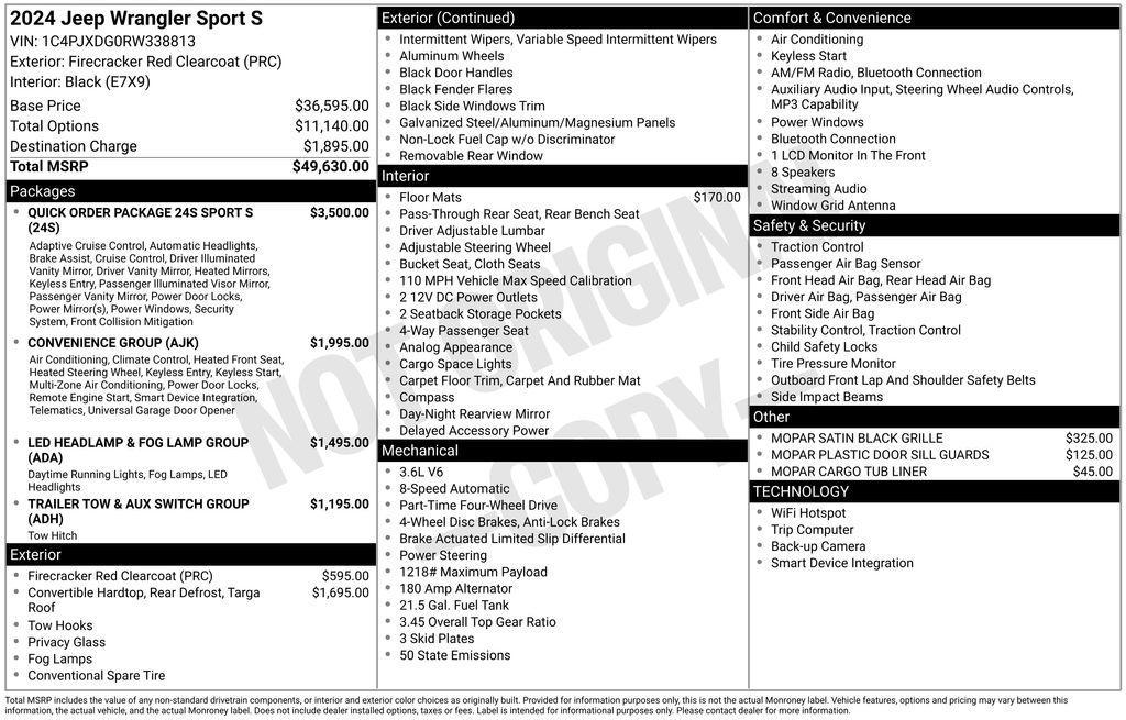 new 2024 Jeep Wrangler car, priced at $49,516