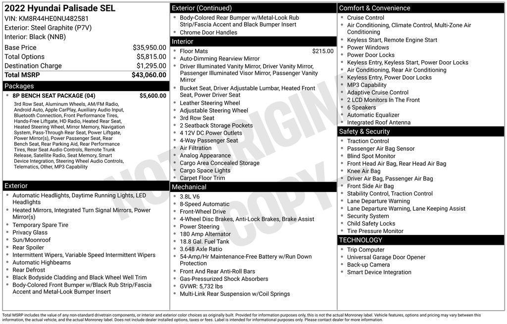 used 2022 Hyundai Palisade car, priced at $26,985