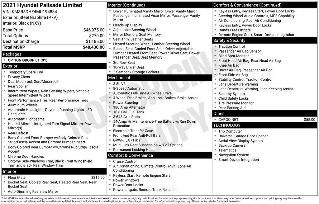 used 2021 Hyundai Palisade car, priced at $25,200