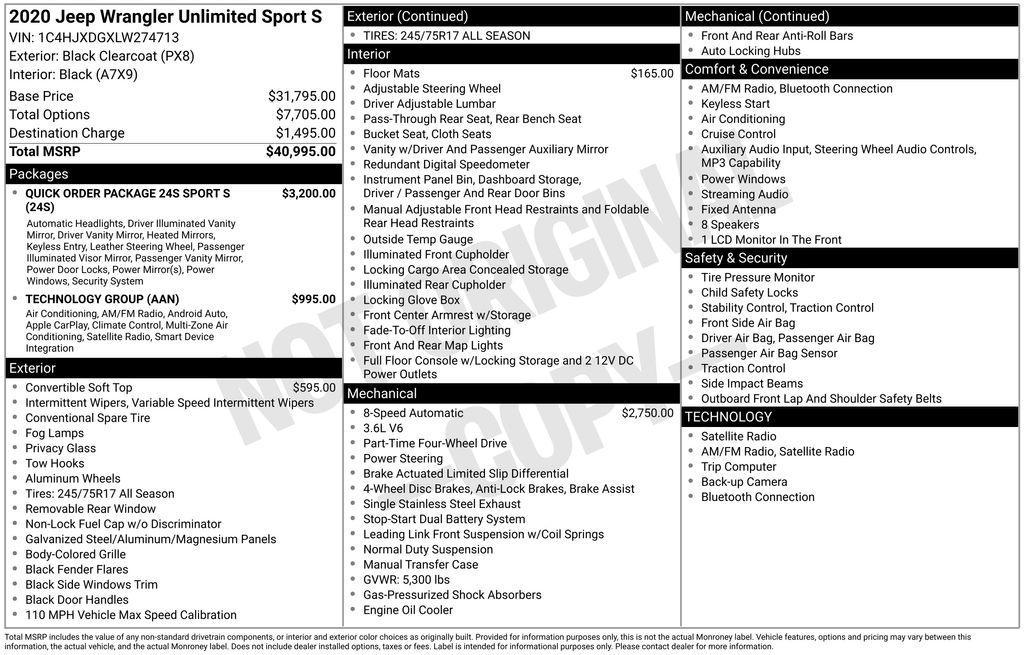used 2020 Jeep Wrangler Unlimited car, priced at $22,597