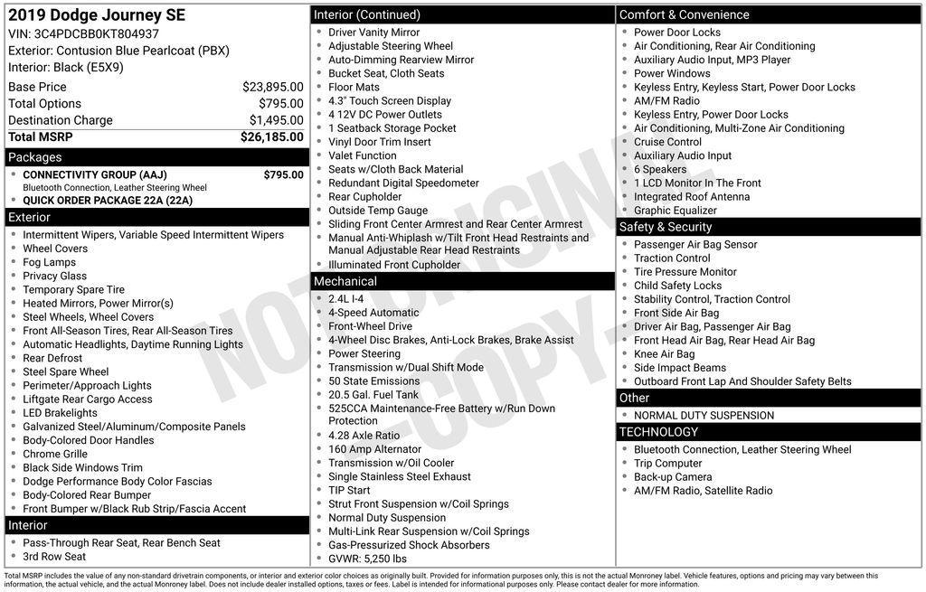 used 2019 Dodge Journey car, priced at $14,300