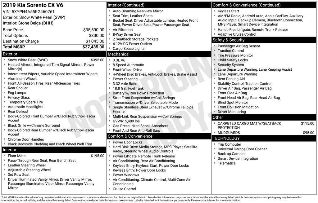 used 2019 Kia Sorento car, priced at $11,100