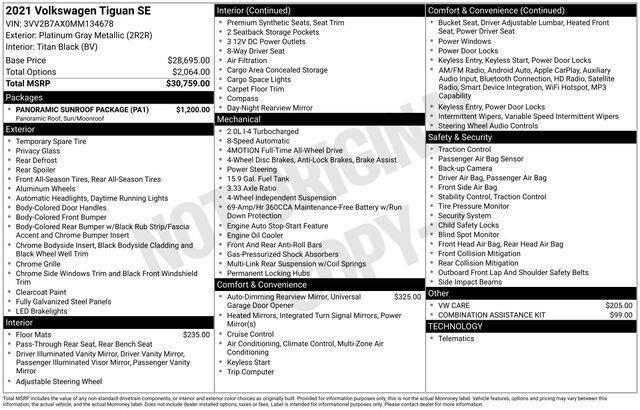 used 2021 Volkswagen Tiguan car, priced at $19,997