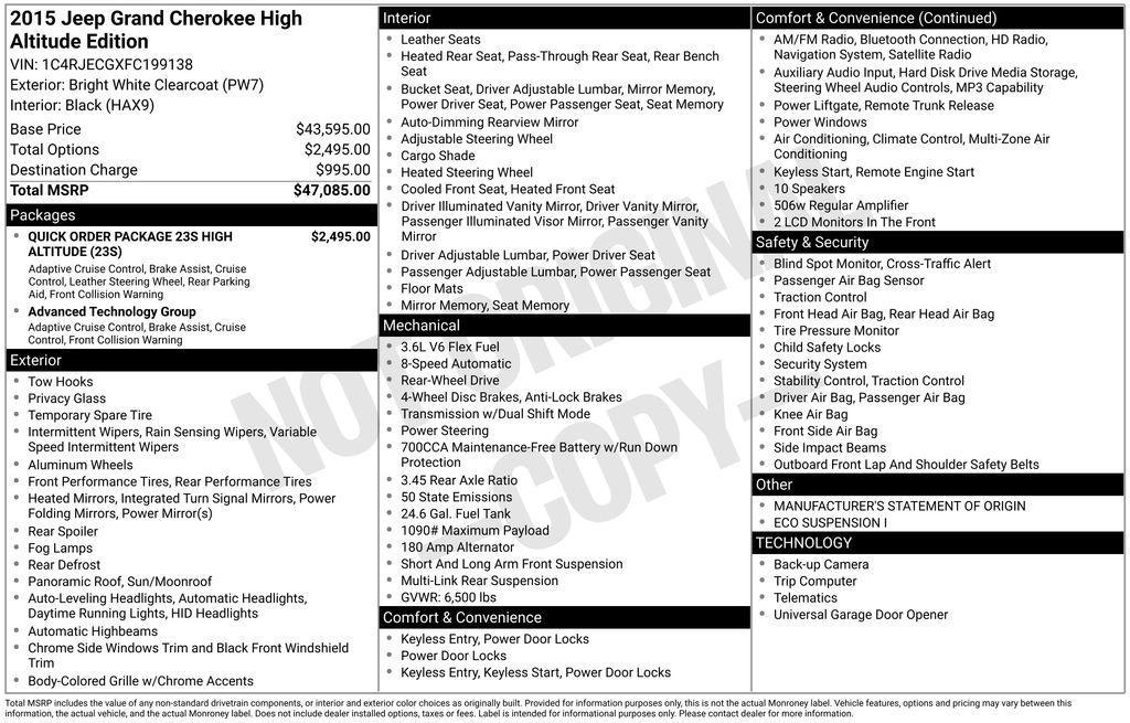 used 2015 Jeep Grand Cherokee car, priced at $13,700