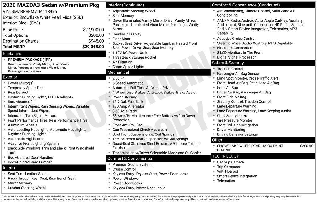 used 2020 Mazda Mazda3 car, priced at $17,150