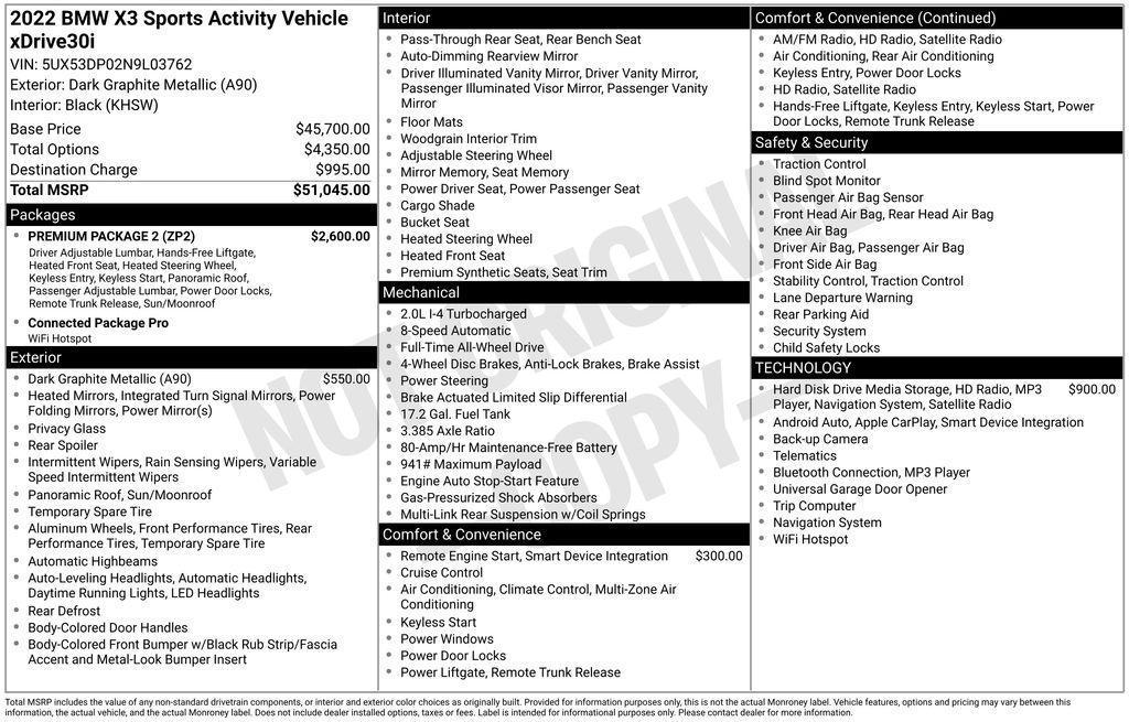 used 2022 BMW X3 car, priced at $29,436