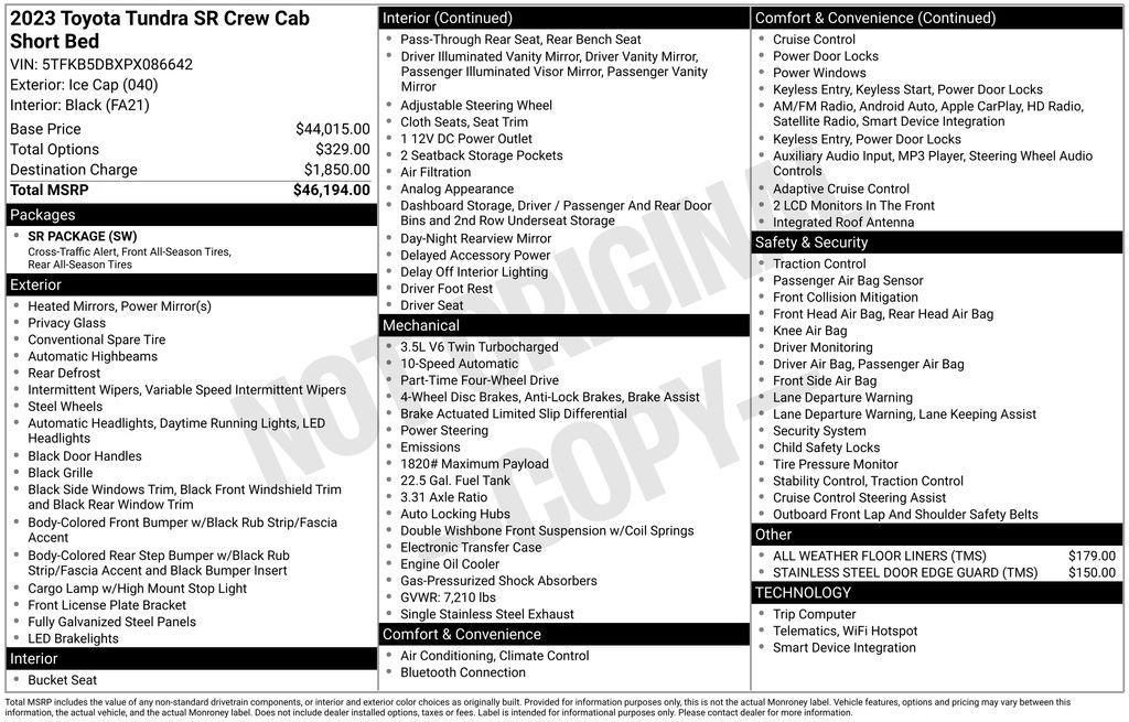 used 2023 Toyota Tundra car, priced at $35,225