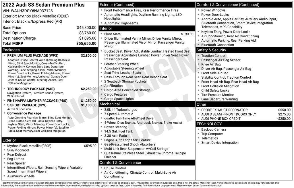 used 2022 Audi S3 car, priced at $37,105