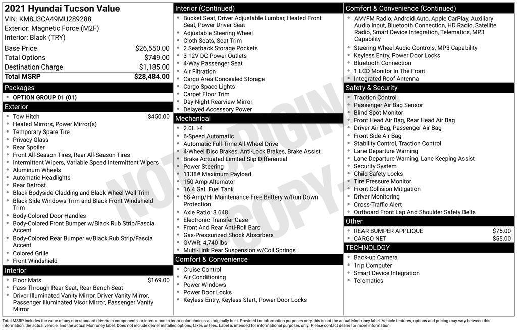 used 2021 Hyundai Tucson car, priced at $16,829