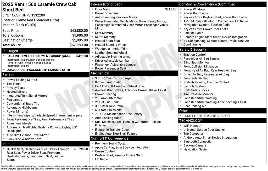 used 2025 Ram 1500 car, priced at $43,531