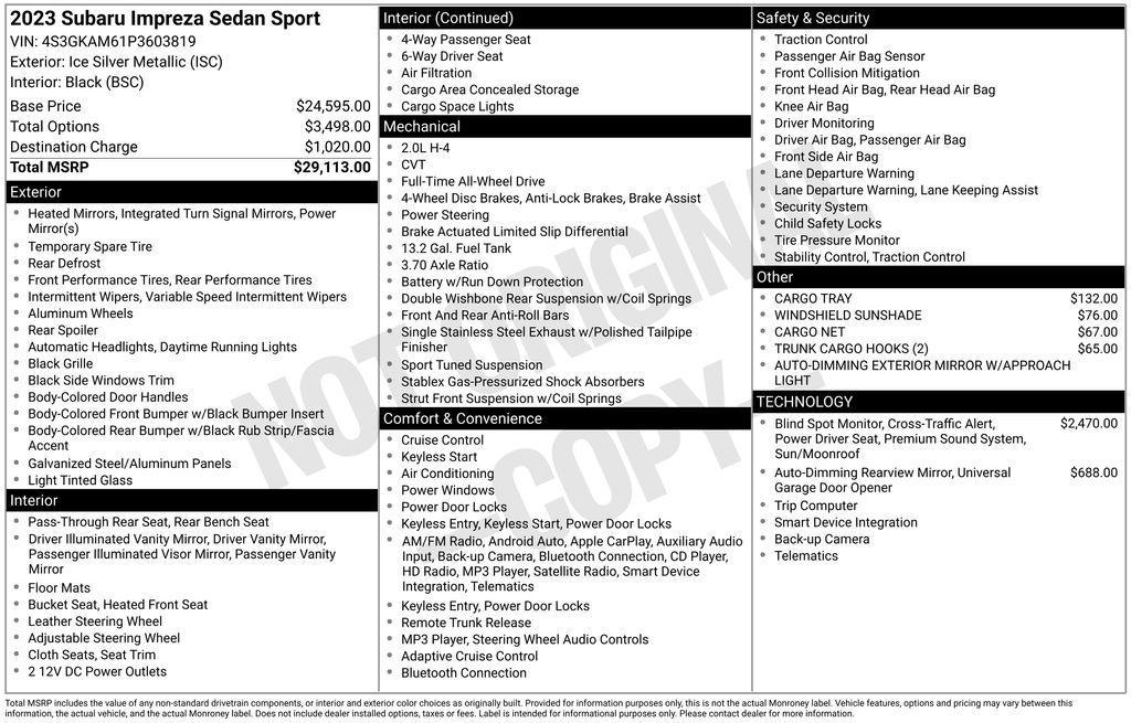 used 2023 Subaru Impreza car, priced at $20,908