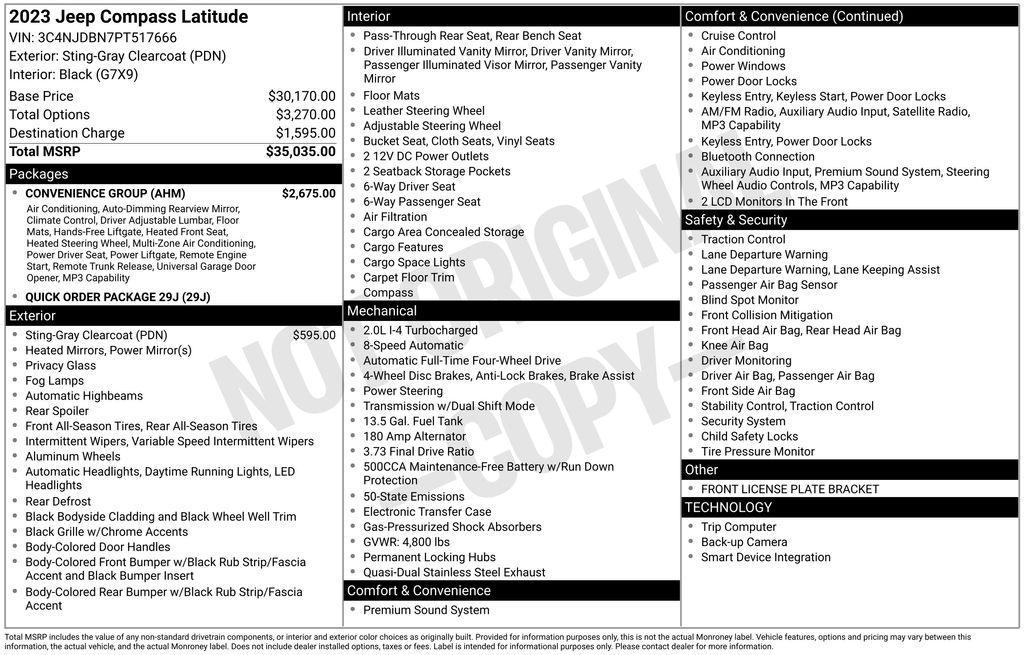 used 2023 Jeep Compass car, priced at $19,878