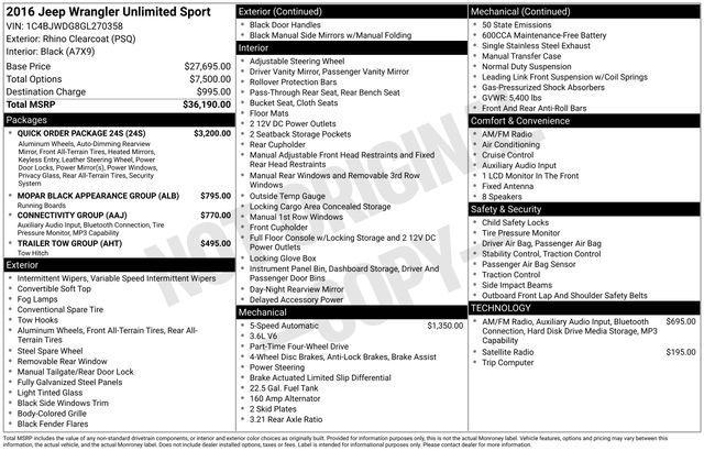 used 2016 Jeep Wrangler Unlimited car, priced at $15,897