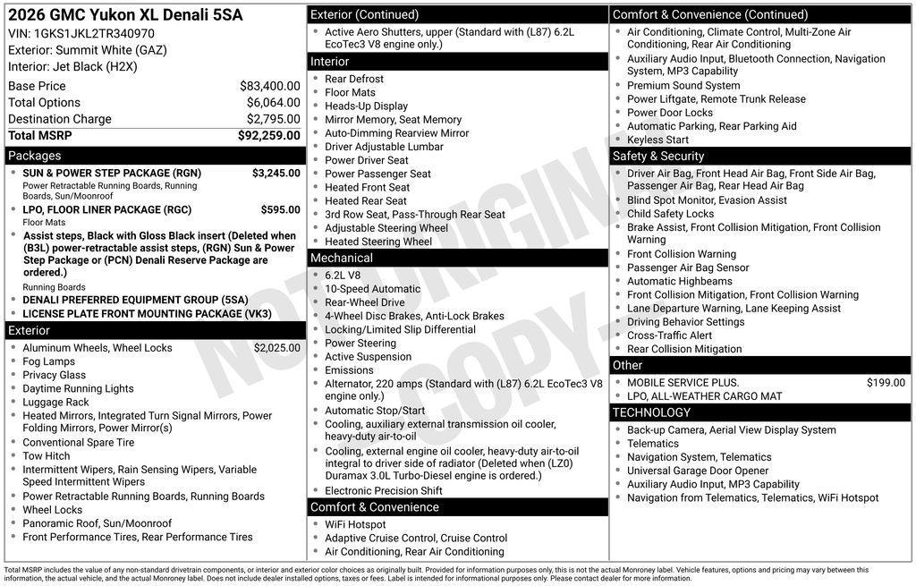 new 2026 GMC Yukon XL car, priced at $88,568