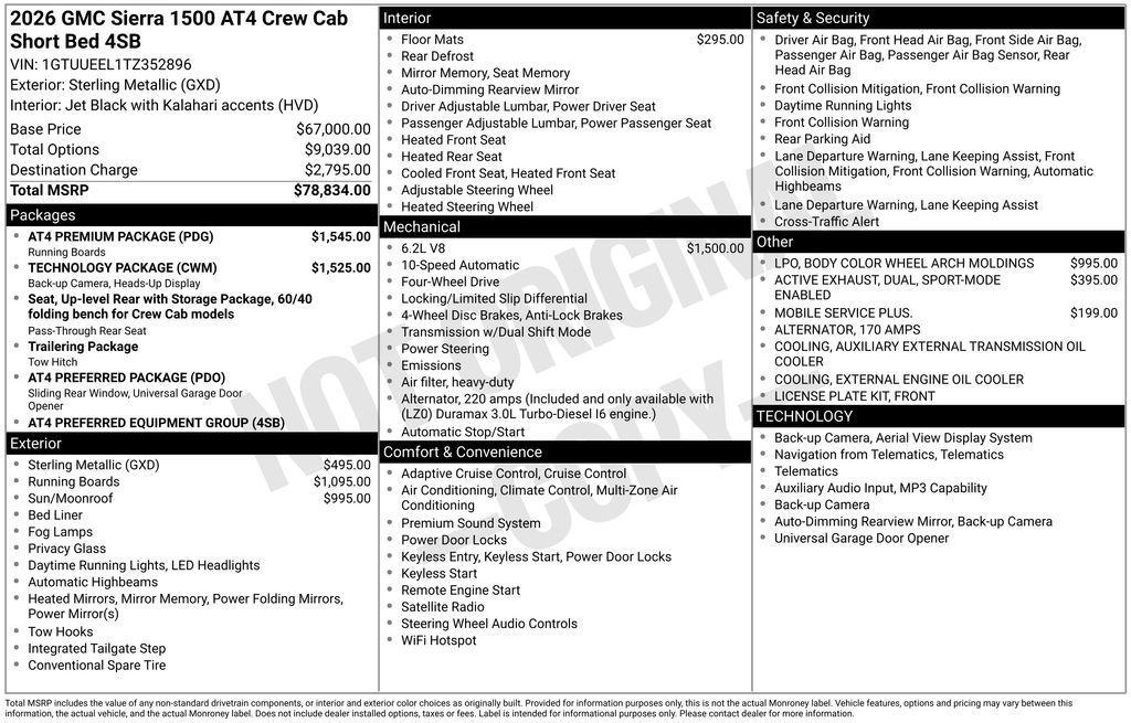 new 2026 GMC Sierra 1500 car, priced at $69,407