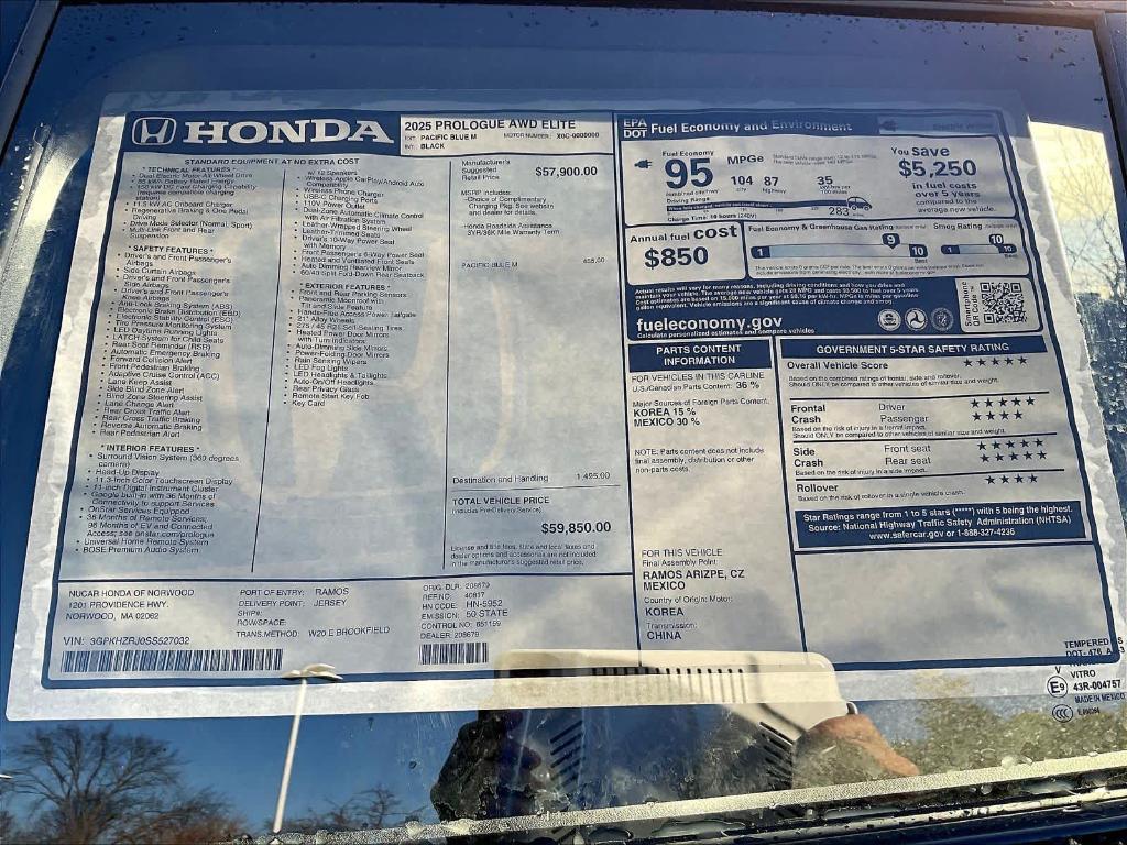 new 2025 Honda Prologue car, priced at $55,075