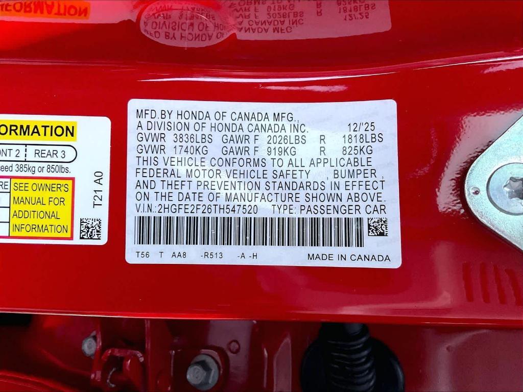 new 2026 Honda Civic car, priced at $25,057