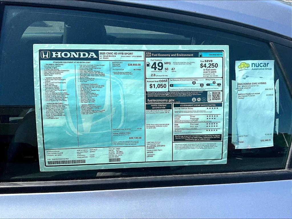 new 2025 Honda Civic Hybrid car, priced at $30,100