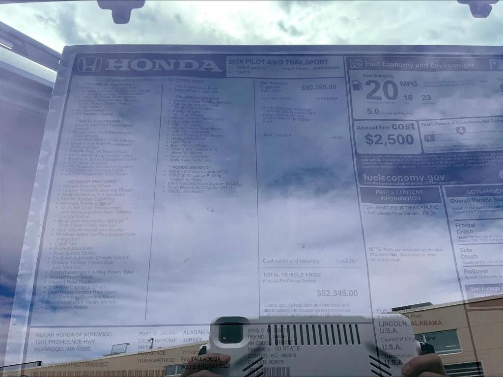 new 2026 Honda Pilot car, priced at $49,692