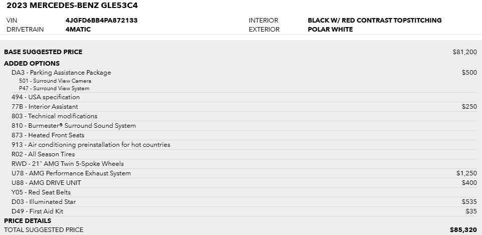 used 2023 Mercedes-Benz AMG GLE 53 car, priced at $58,998