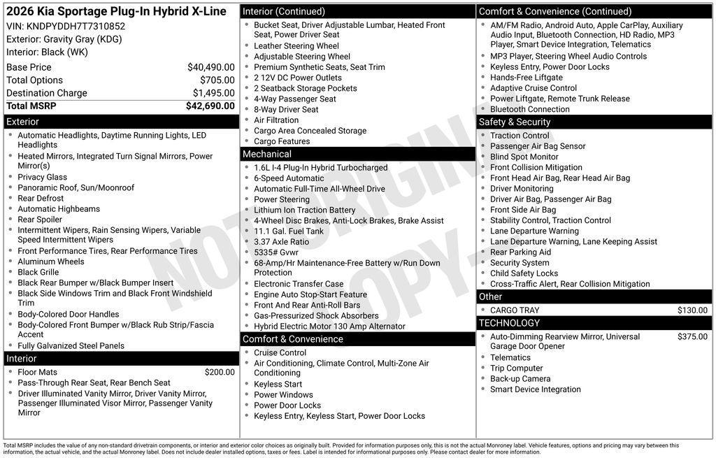 new 2026 Kia Sportage Plug-In Hybrid car, priced at $40,140