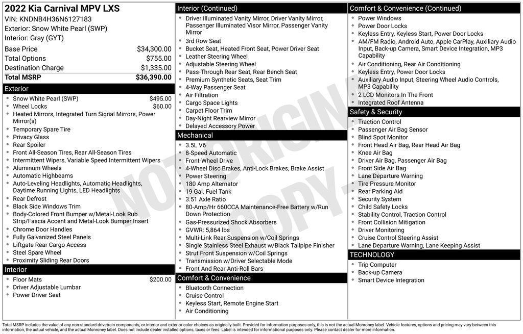 used 2022 Kia Carnival car, priced at $25,999