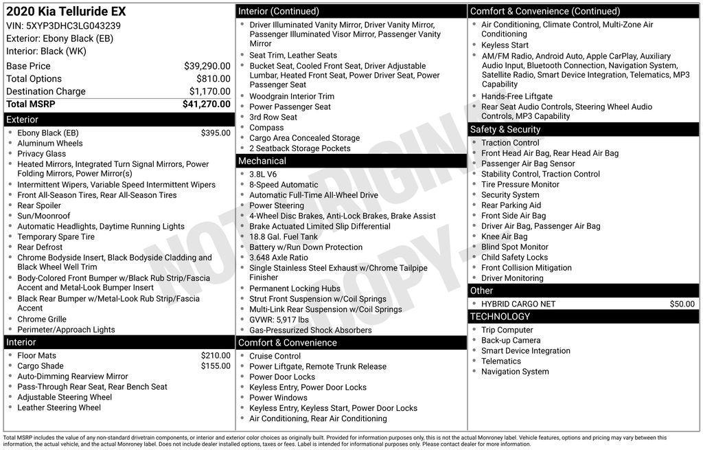 used 2020 Kia Telluride car, priced at $25,499