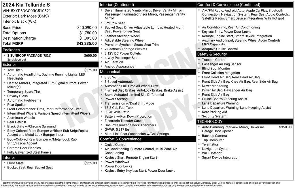 used 2024 Kia Telluride car, priced at $34,599