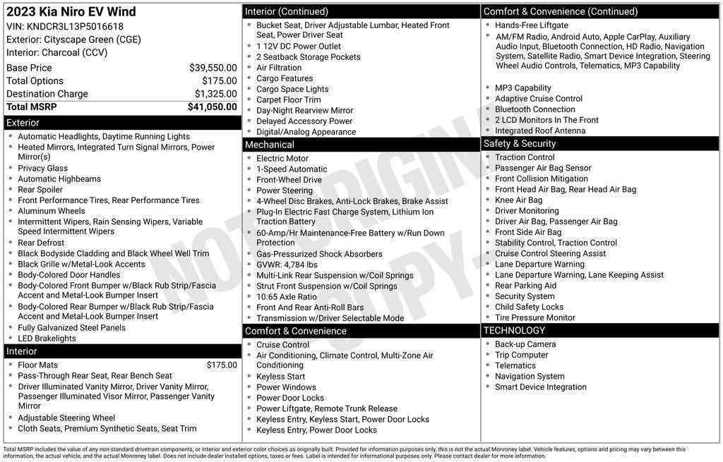 used 2023 Kia Niro EV car, priced at $23,452