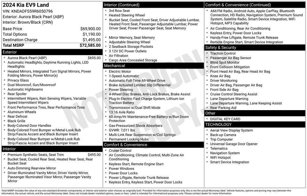 used 2024 Kia EV9 car, priced at $40,499
