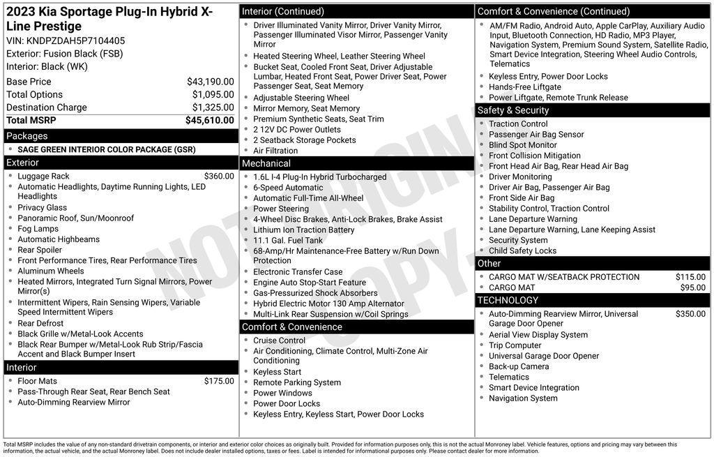 used 2023 Kia Sportage Plug-In Hybrid car, priced at $30,599