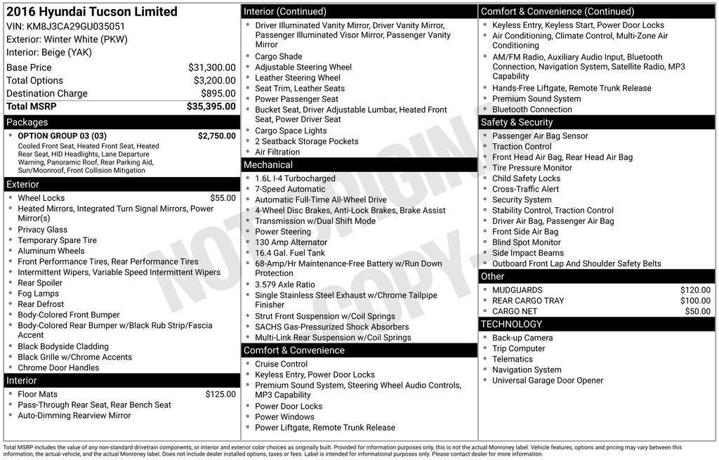 used 2016 Hyundai Tucson car, priced at $14,599