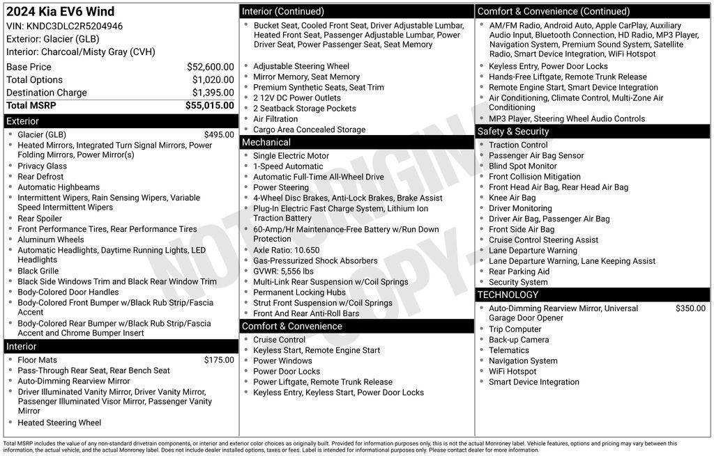 used 2024 Kia EV6 car, priced at $28,998