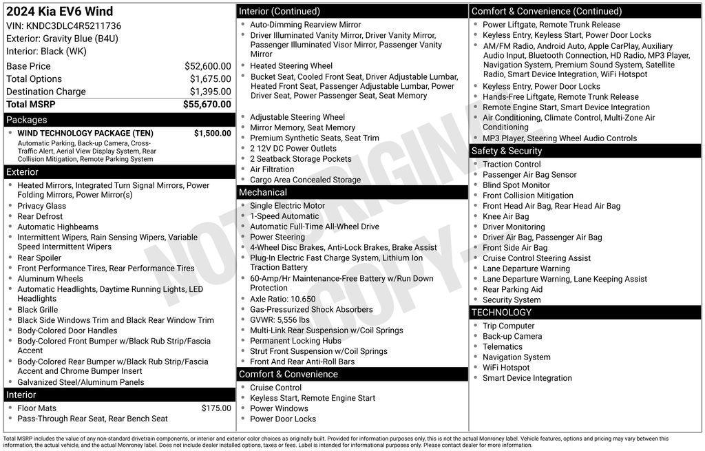 used 2024 Kia EV6 car, priced at $29,998