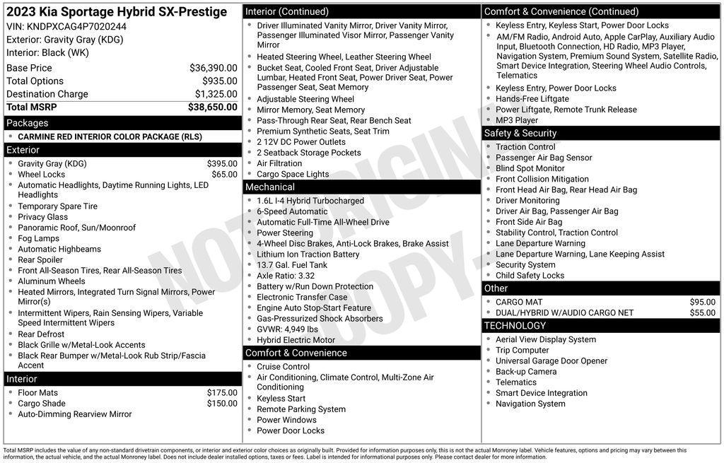 used 2023 Kia Sportage Hybrid car, priced at $29,299
