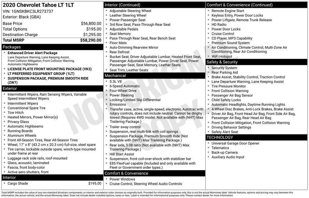 used 2020 Chevrolet Tahoe car, priced at $31,632