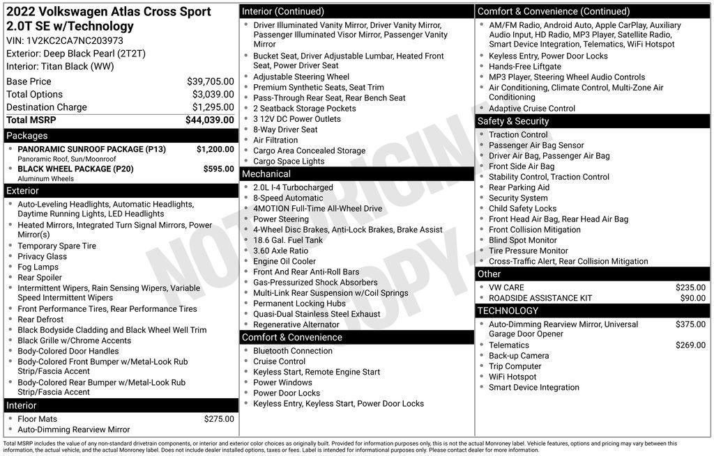 used 2022 Volkswagen Atlas Cross Sport car, priced at $21,793