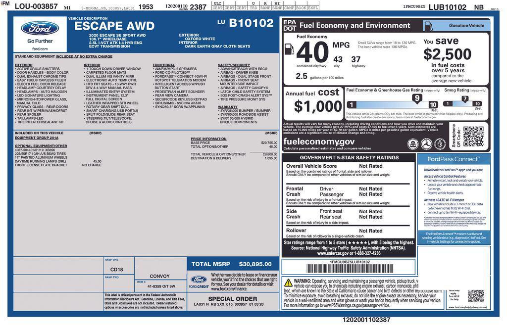 used 2020 Ford Escape car, priced at $18,774