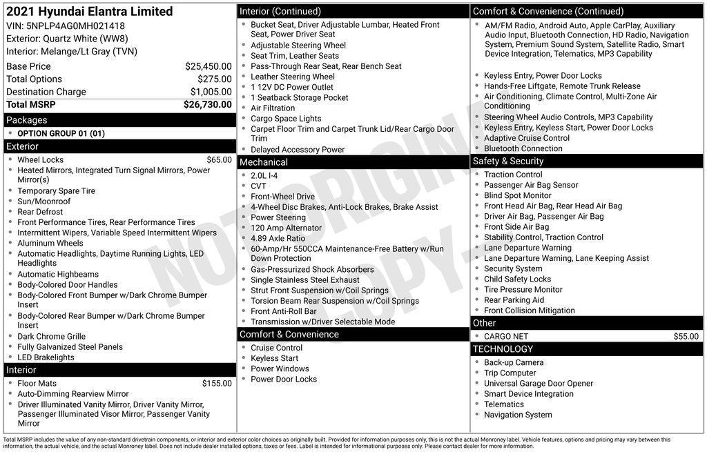 used 2021 Hyundai Elantra car, priced at $16,860