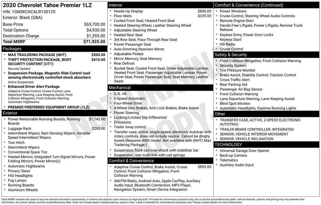 used 2020 Chevrolet Tahoe car, priced at $33,257