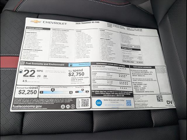 new 2026 Chevrolet Traverse car, priced at $55,740
