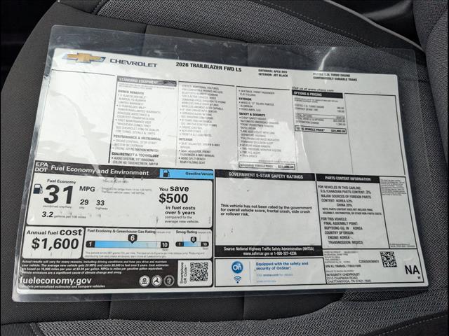 new 2026 Chevrolet TrailBlazer car, priced at $23,735