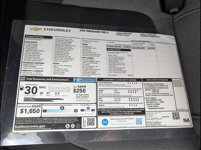 new 2026 Chevrolet TrailBlazer car, priced at $25,940