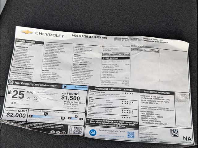 new 2026 Chevrolet Blazer car, priced at $37,585